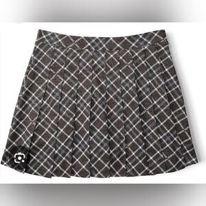 Plaid A-Line Skirt - Black and Gray